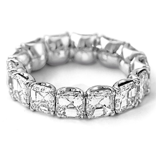 14k White Gold Asscher Lab Grown Diamond Eternity Band 9.50ctw