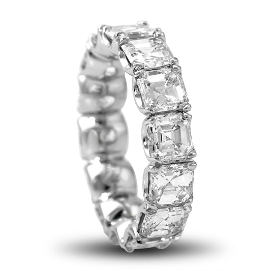 14k White Gold Asscher Lab Grown Diamond Eternity Band 9.50ctw