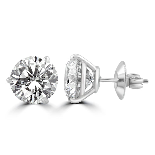 14k White Gold 5.00ctw Lab Grown Round Diamond Stud Earrings