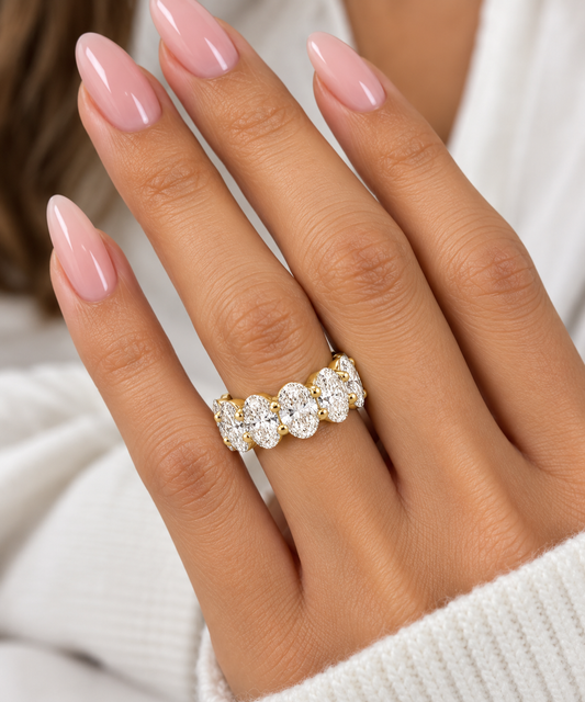 14k Yellow Gold Lab Grown Oval Diamond Eternity Band 9.00ctw