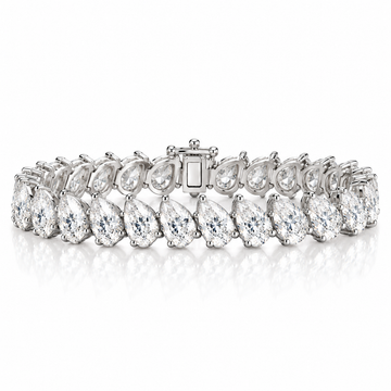 14k White Gold Lab Grown Pear Diamond Slanted Tennis Bracelet 9.50ctw
