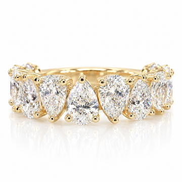 14k Yellow Gold Lab Grown Alternating Pear Diamond Half Eternity Band 2.20ctw