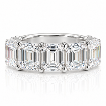 14k White Gold Lab Grown Emerald Diamond Half Eternity Comfort Band 3.30ctw