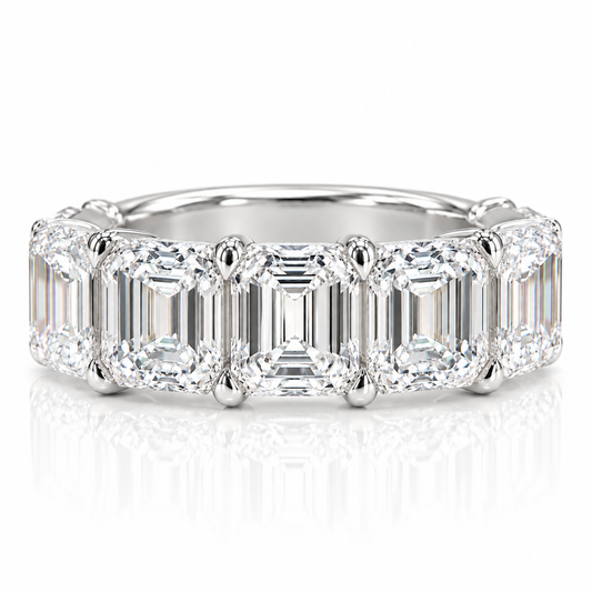 14k White Gold Lab Grown Emerald Diamond Half Eternity Comfort Band 3.30ctw