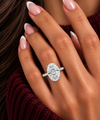 14k White Gold 4.50ct Lab Grown Oval Diamond Hidden Halo Engagement Ring