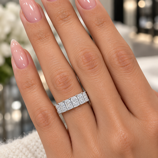 14k White Gold Lab Grown Radiant Diamond Band 3.50ctw