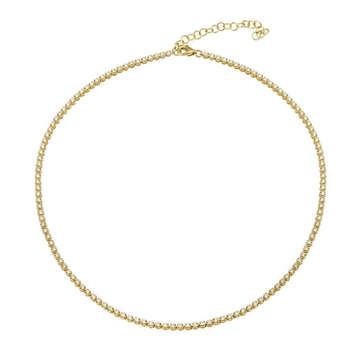 14k Yellow Gold Mini Diamond Tennis Necklace 2.00ctw