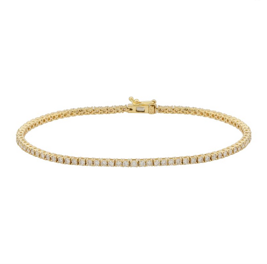 14k Yellow Gold Classic 4 Prongs Diamond Tennis Bracelet 1.70ctw