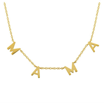 14k Yellow Gold Spaced MAMA Necklace