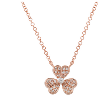 14k Rose Gold Flower Diamond Necklace