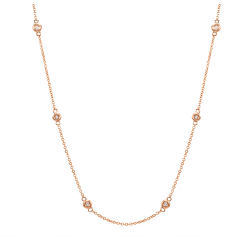 14k Rose Gold Diamond By The Yard Necklace