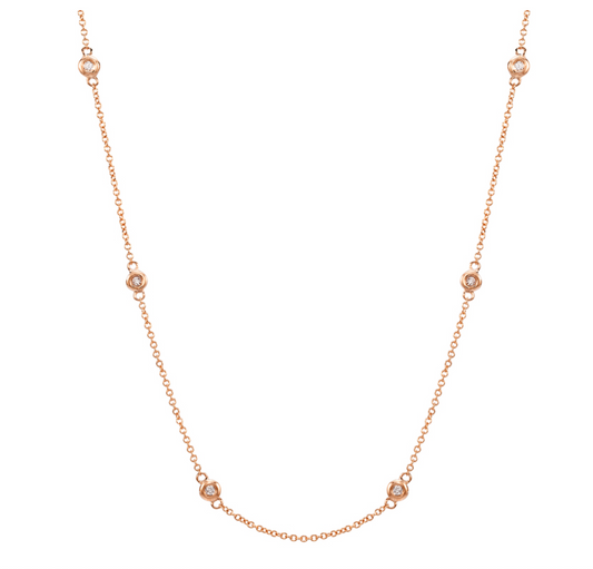 14k Rose Gold Diamond By The Yard Necklace