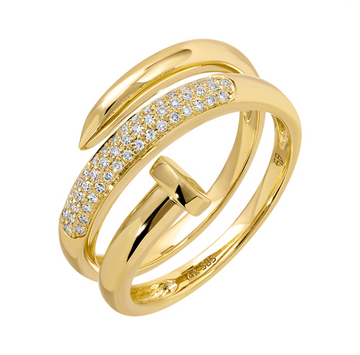 14k Yellow Gold Nail Diamond Wrap Ring