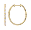 14k Yellow Gold 24mm Oval Inside Out Diamond Hoop Earrings 1.10ctw