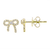14k Yellow Gold Bow Diamond Stud Earrings .15ctw