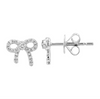 14k White Gold Bow Diamond Stud Earrings .15ctw