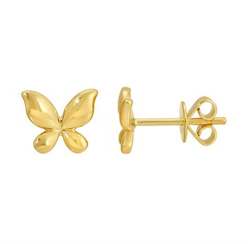 14k Yellow Gold Butterfly Stud Earrings