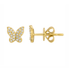 14k Yellow Gold Mini Diamond Butterfly Stud Earrings