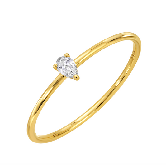 14k Yellow Gold Pear Diamond Ring