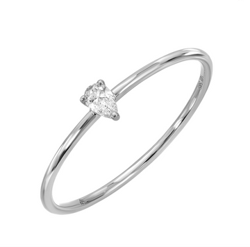 14k White Gold Pear Diamond Ring