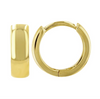 14k Yellow Solid Gold Wide Mini Huggie Earrings 10mm