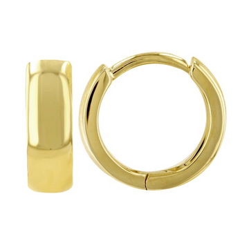 14k Yellow Gold Wide Huggie Earrings 10mm