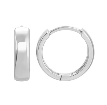 14k White Gold Wide Huggie Earrings 12mm