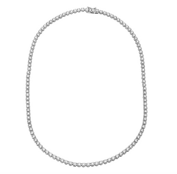 14k White Gold Crown Prong Diamond Tennis Necklace 10.00ctw
