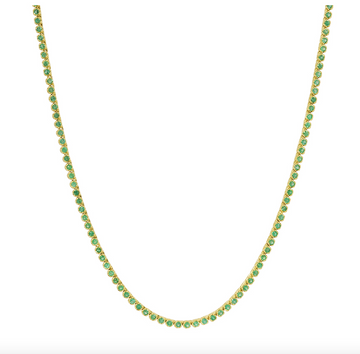14k Yellow Gold Emerald Tennis Necklace 1.85ctw
