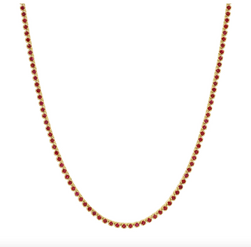 14k Yellow Gold Ruby Tennis Necklace 2.62ctw