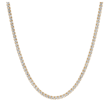 14k Yellow Gold Classic Diamond Tennis Necklace 3.60ctw