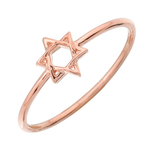 14k Rose Gold Mini Star of David Ring