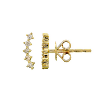 14k Yellow Gold Arc Diamond Stud Earrings