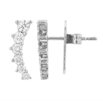 14k White Gold Graduated Diamond Ear Crawler