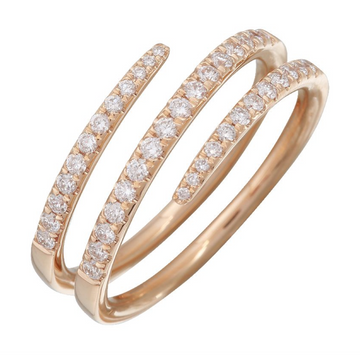 14k Rose Gold Three Row Spiral Wrap Diamond Ring