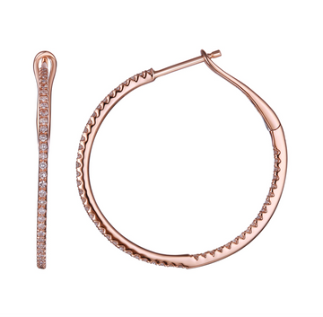 14k Rose Gold Inside Out Diamond Hoop Earrings 27mm