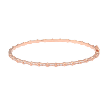 14k Rose Gold Diamond Bamboo Bangle .30ctw