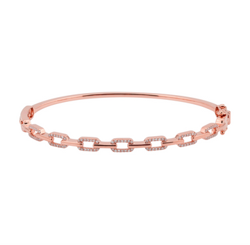 14k Rose Gold Halfway Link Diamond Bangle .25ctw