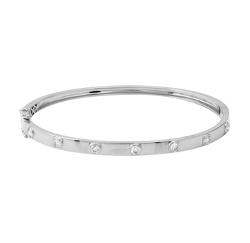14k White Gold Bezel Set Diamond Bangle .50ctw