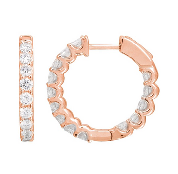 14k Rose Gold Inside Out Diamond Hoop Earrings 19mm