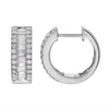 14k White Gold 15mm Baguette Diamond Huggie Earrings .85ctw