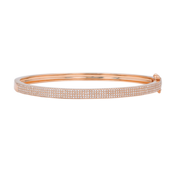 14k Rose Gold Four Row Pave Diamond Bangle .65ctw