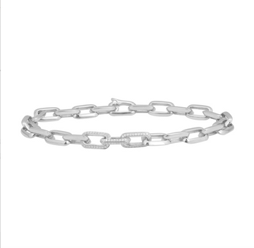 14k White Gold Diamond Link Bracelet