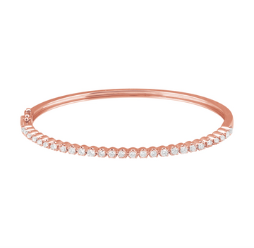 14k Rose Gold Shared Prong Diamond Bangle 1.00ctw