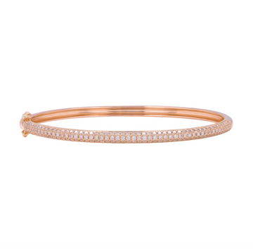 14k Rose Gold Diamond Pave Dome Bangle 1.35ctw