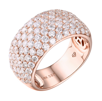 14k Rose Gold Wide Diamond Dome Ring 2.50ctw