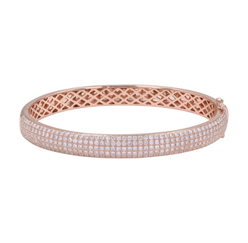 14k Rose Gold Dome Pave Diamond Bangle 2.80ctw