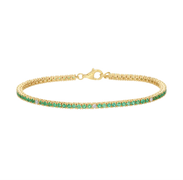 14k Yellow Gold Emerald Diamond Classic Tennis Bracelet 1.40ctw