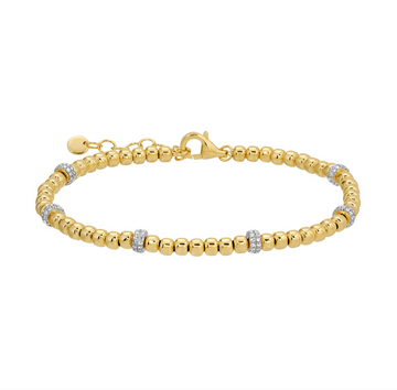 14k Yellow Gold Bead Diamond Bracelet .35ctw