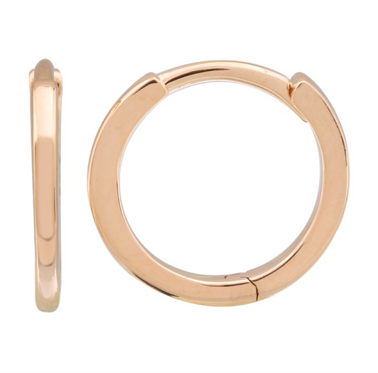 14k Rose Solid Gold Huggie Earrings 11mm